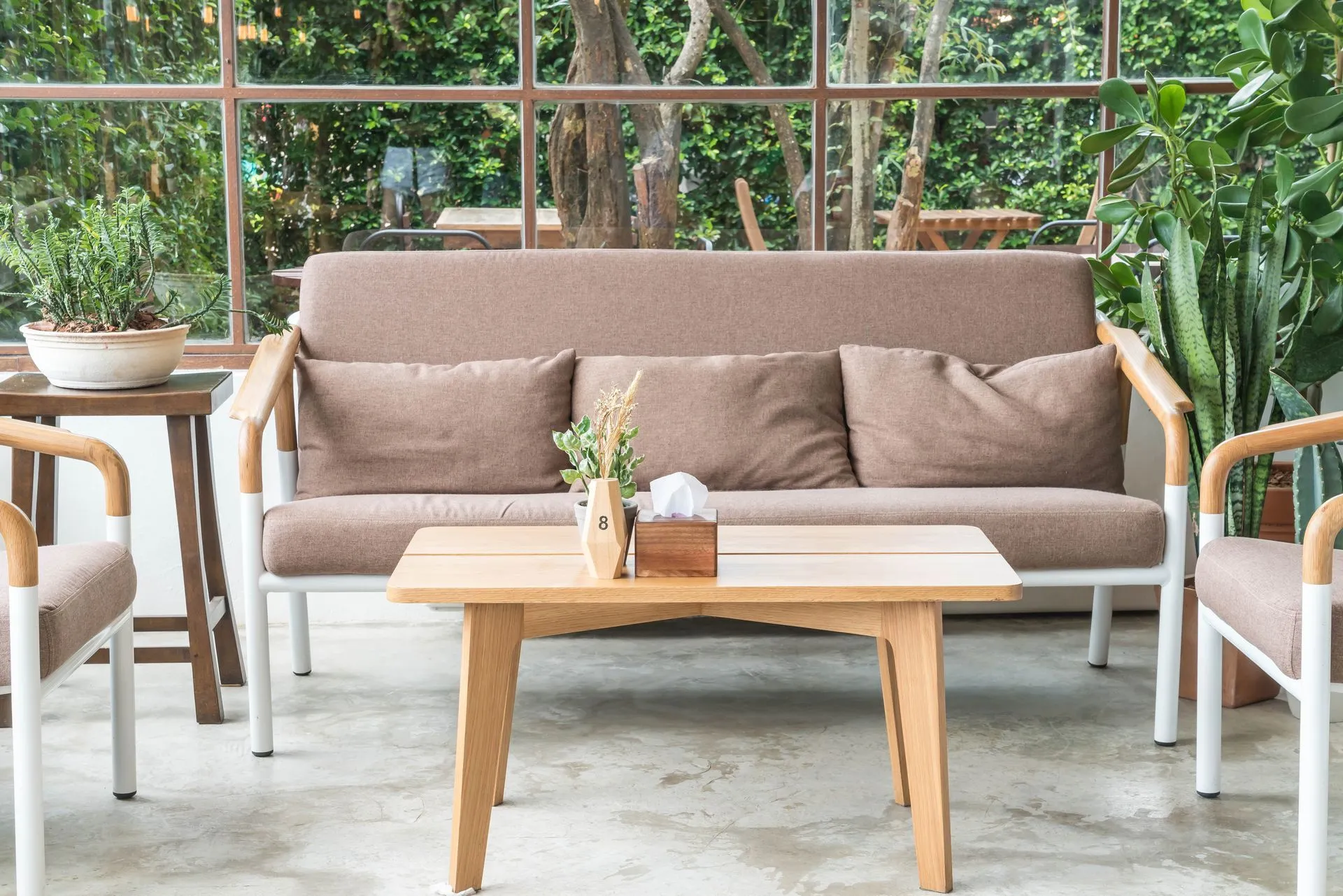 Wooden chair in a bright living room